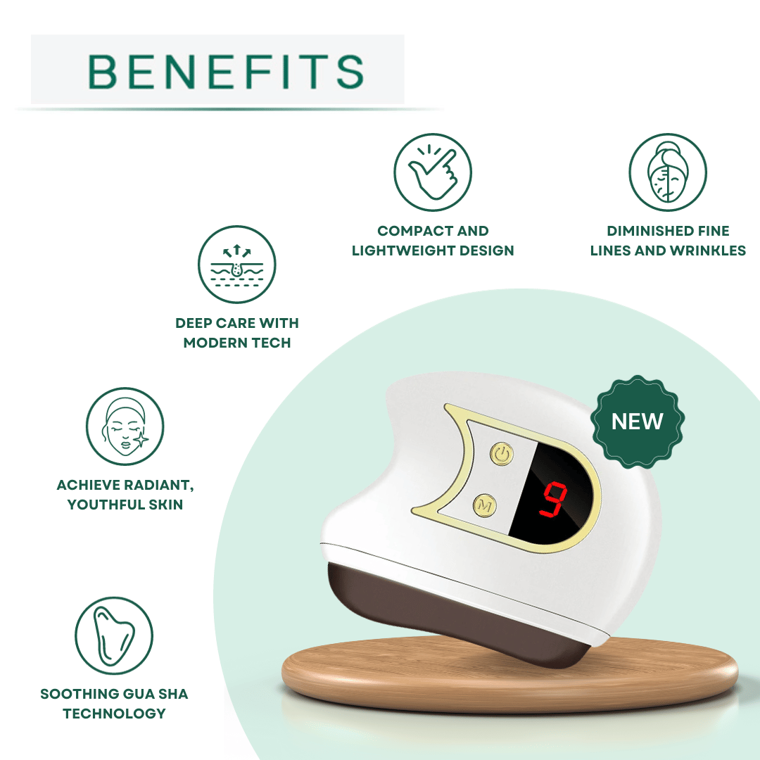 Gua Sha Eléctrico Facial – Calor, Vibración y Luz Roja Antiedad