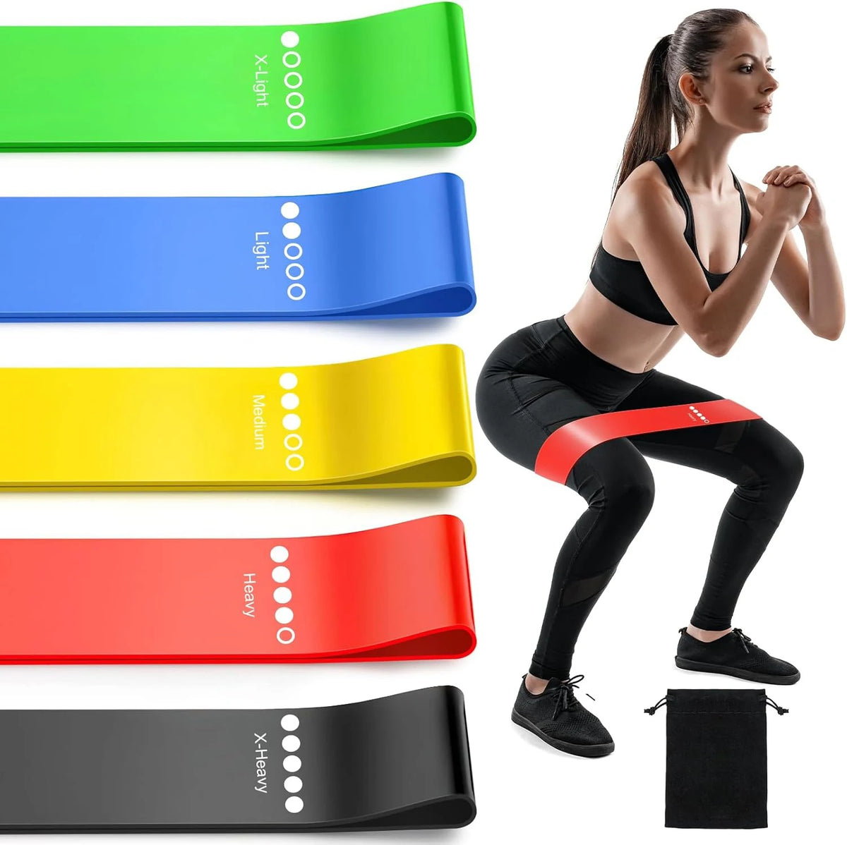 Set de 5 bandas de Resistencia Fitness-Entrenamiento y Gluteos