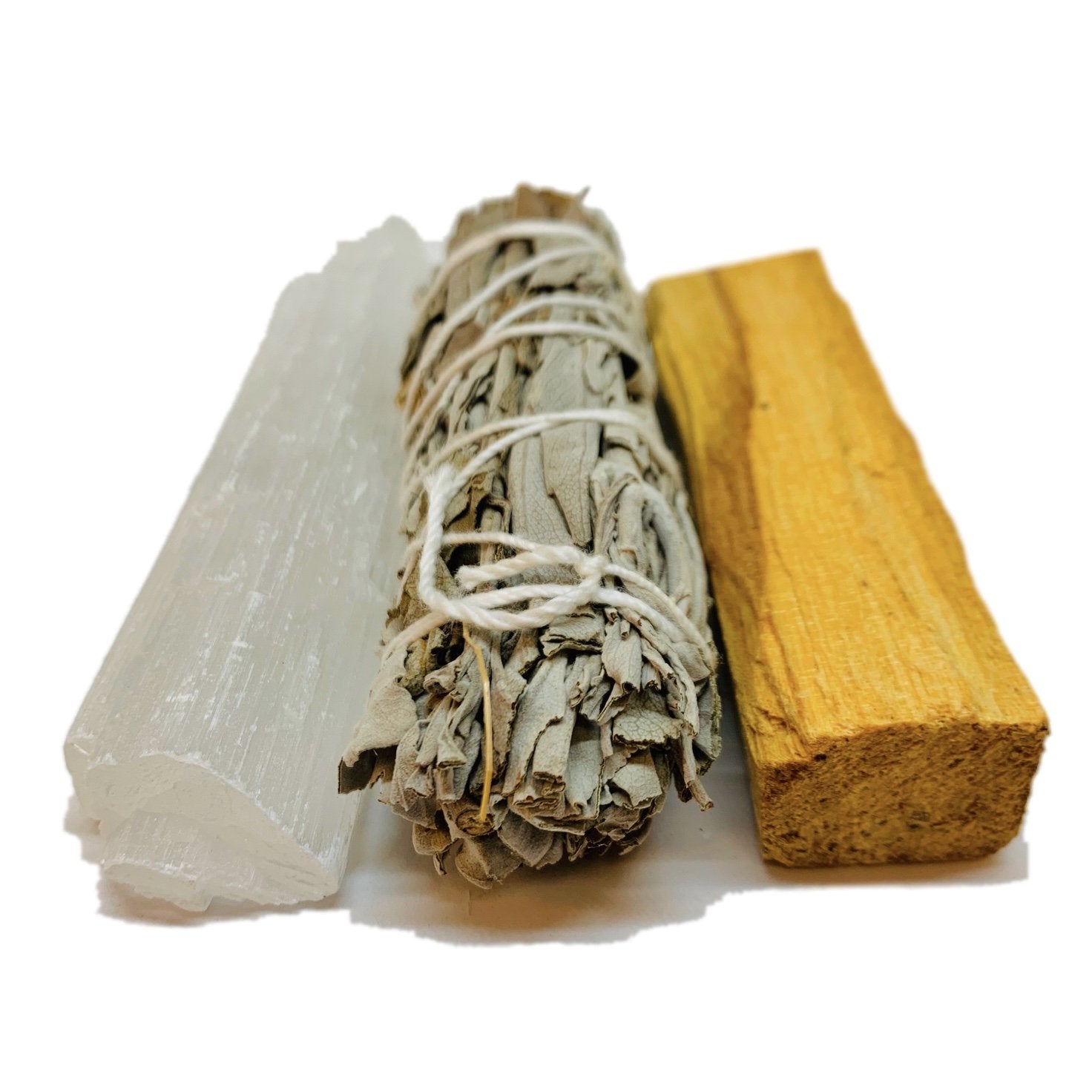 Kit de Limpieza Energética – Selenita, Salvia Blanca y Palo Santo