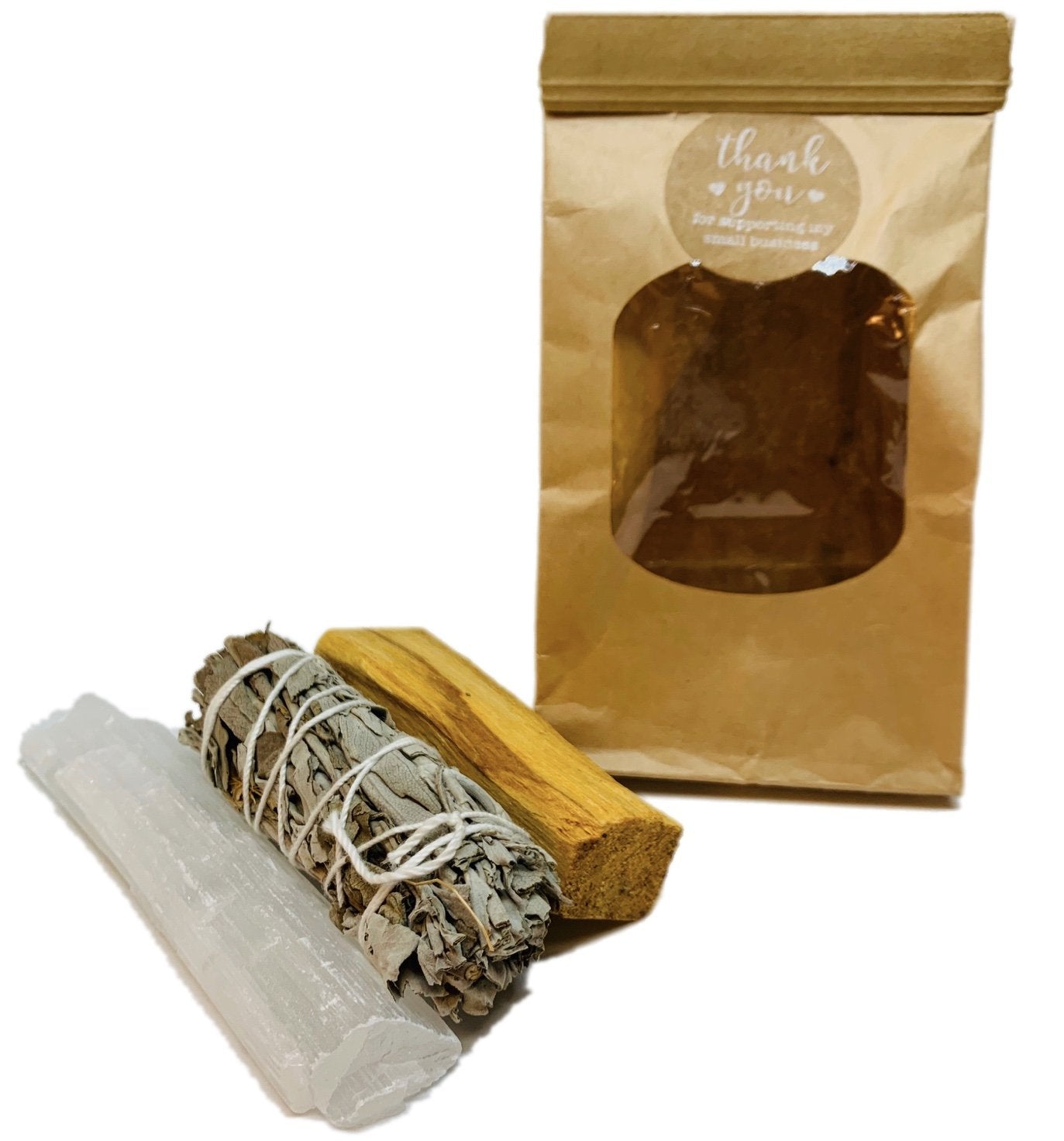 Kit de Limpieza Energética – Selenita, Salvia Blanca y Palo Santo