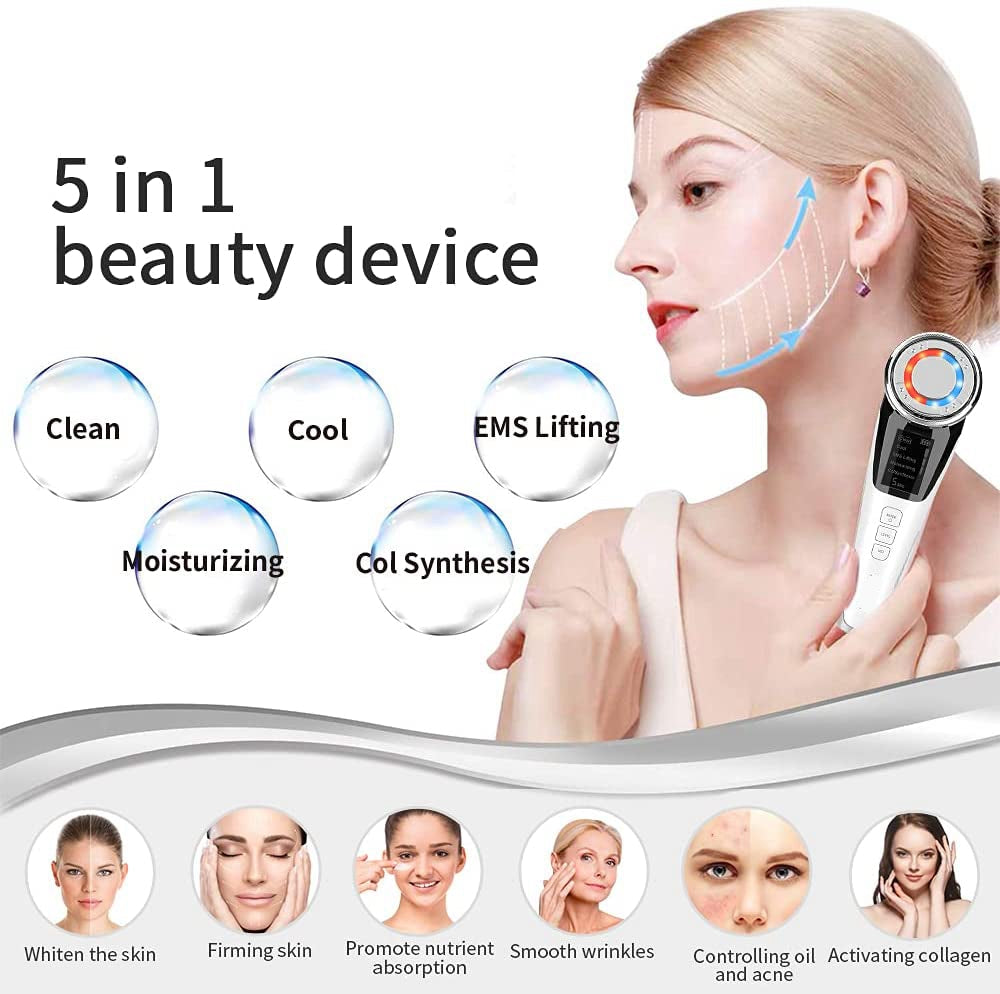Masajeador Facial Ultrasónico EMS – 5 Tecnologías Antiedad en 1 Dispositivo