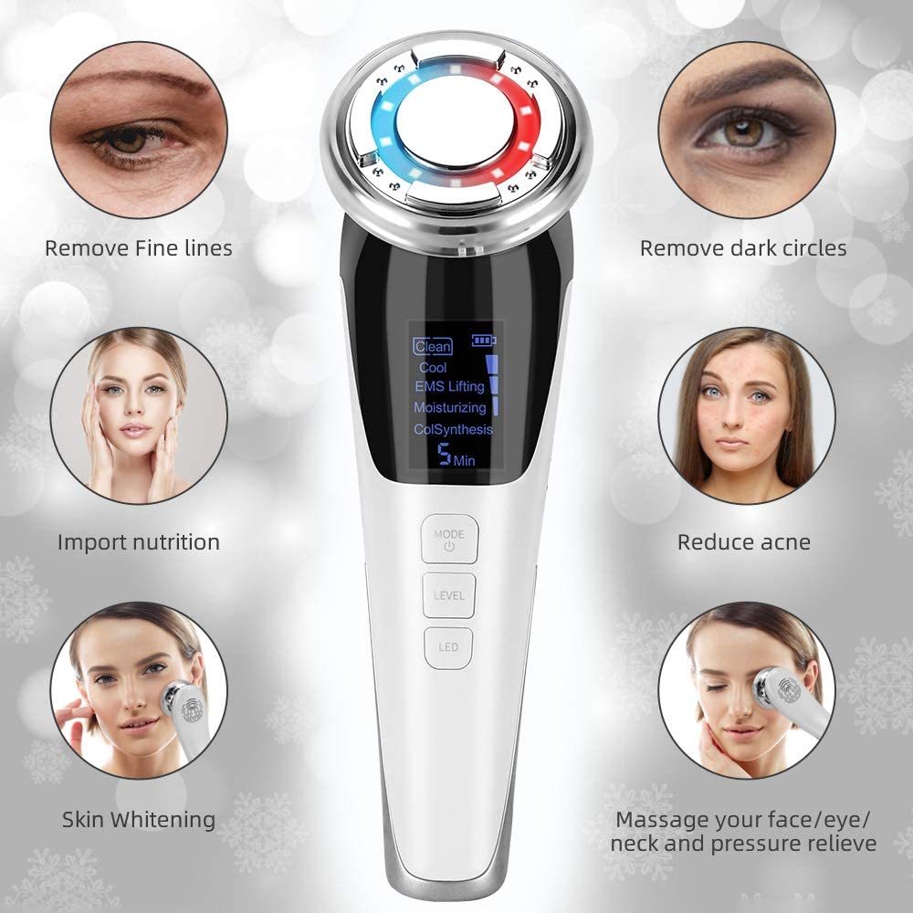 Masajeador Facial Ultrasónico EMS – 5 Tecnologías Antiedad en 1 Dispositivo