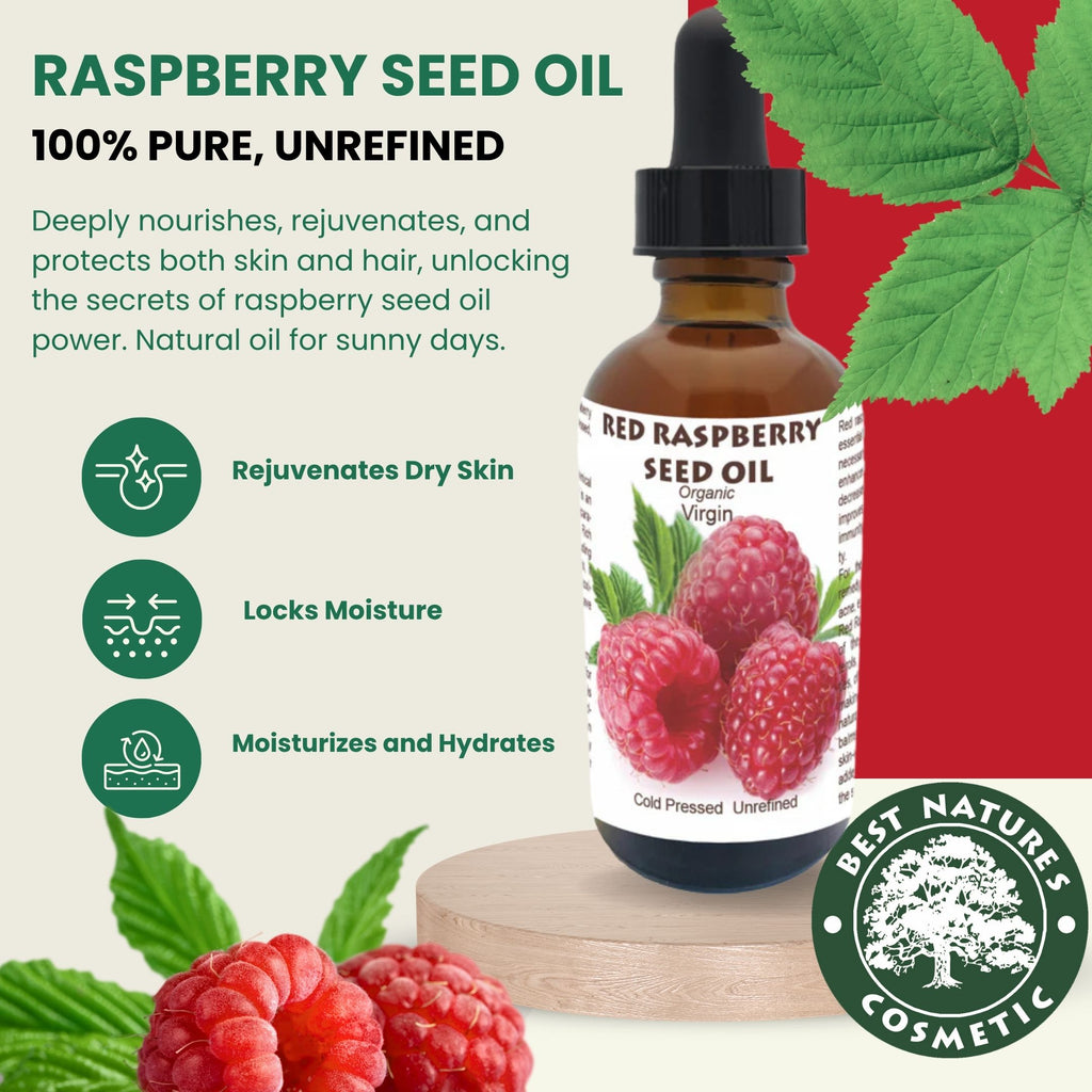 Aceite de Semilla de Frambuesa Roja Orgánico – Prensado en Frío y Sin Refinar