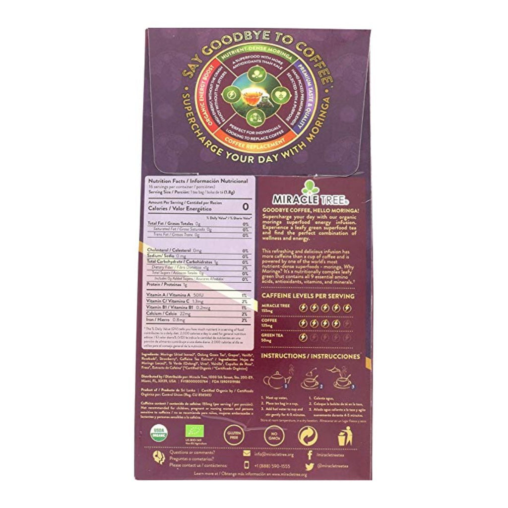 Té Energético de Moringa Orgánica - Uva y Vainilla
